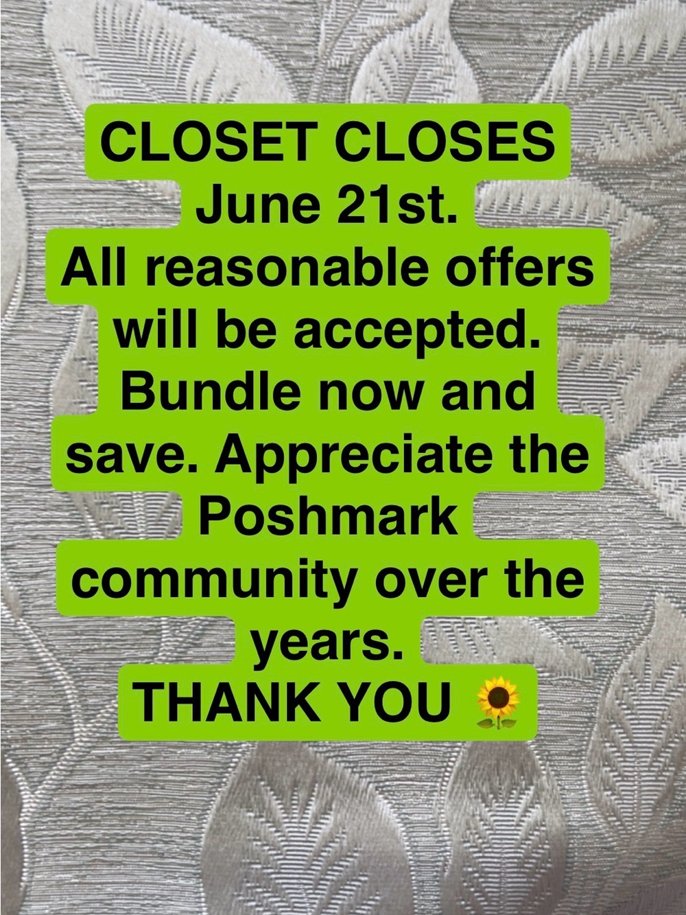 Closet Closing June 21st